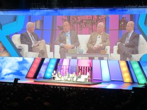 Several prominent IBM Tivoli clients joined IBM senior vice president Robert Leblanc at the IBM Pulse 2013 day two general session to discuss their asset and infrastructure management best practices on the MGM Grand Arena stage.